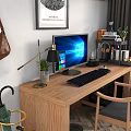 Study Computer Storage Rack Table Lamp Hook Air Conditioning Umbrella Cat Nest Air Conditioning Headset 3d model