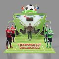 FIFA World Cup Qatar 2022 Soccer Ball Flags With Football Players And Stadium
