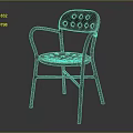 Modern Minimalist Armchair With Purple Perforated Seat Backrest And Curved Metal Frame