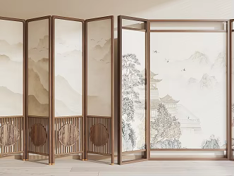 new chinese style screen 3d model
