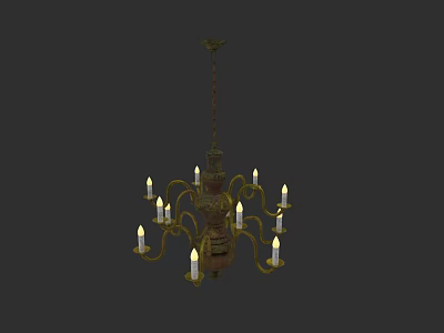 Classical Chandelier With Multiple Arms And Candle Shaped Lights Decorative Design 3d model