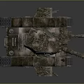 Weathered Military Tank Featuring Turret Cannon Armored Tracks And Texture Details