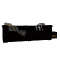 Modern Black Two Seater Sofa With Striped Pillows And Knitted Blanket 3d model