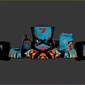 Stylish Blue Go Kart With Colorful Patterns Number 7 And VIP Lettering