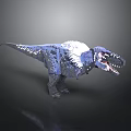3D Pixelated Dinosaur Model With Blue Gray Scales On Dark Background 3d model