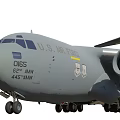 C17 Transport Aircraft Front View Featuring Four Engines Tail Section And Landing Gear