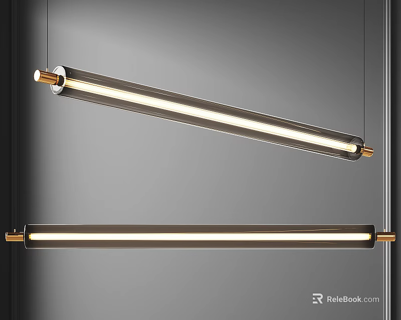 Modern Linear Chandelier With Metal Frame And LED Light Fixture Design 3d model 