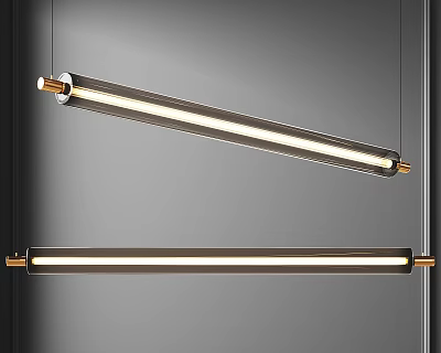 Modern Linear Chandelier With Metal Frame And LED Light Fixture Design 3d model