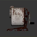 Vintage Rusty Metal Pencil Sharpener With Handle And Stable Base