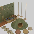Indoor Kids Play Space With Climbing Wall Colorful Blocks And Tunnel