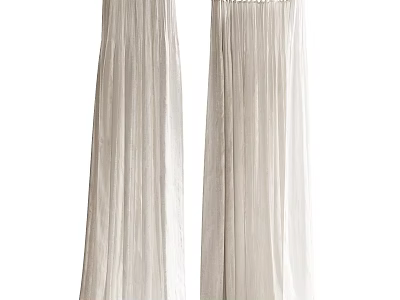 Light Beige Linen Curtains With Pleated Design And Flowy Drapes For Home Decor 3d model