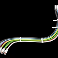 Colored Electrical Cable Harness With Multiple Connectors Secured By White Ties