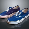 Blue Canvas Casual Skate Shoes with White Laces Beige Soles Vans Classic Design