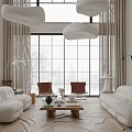 Modern Loft Living Room With Large Windows And Cozy Furniture
