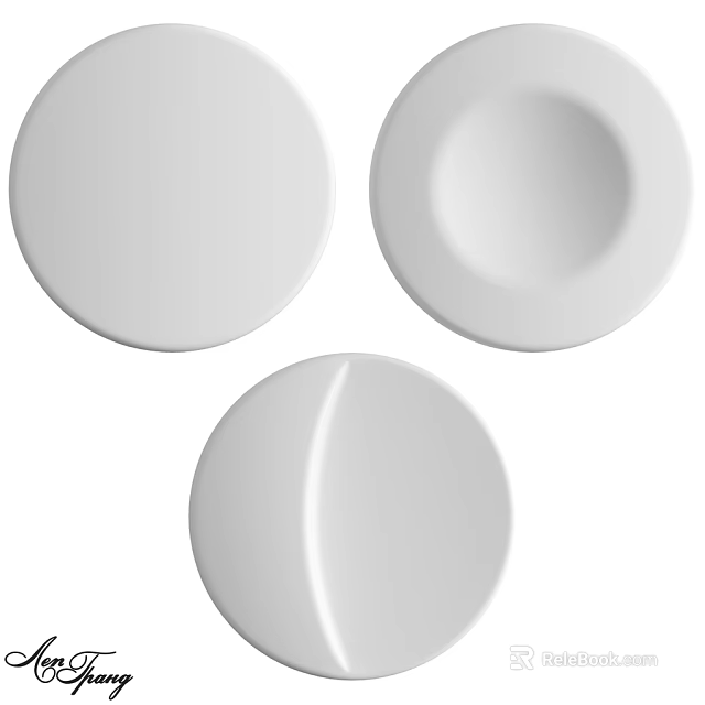Three White Circular Wall Decorative Pieces For Modern Home Interior 3d model 
