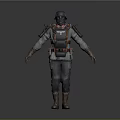 Military Character Model With Armored Outfit Helmet And Tactical Gear