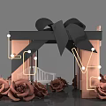 Romantic Gift Display With Black Bow Roses And String Lights LOVE Sign 3d model
