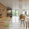 Book Art Inspired Library Interior With Bookshelves And Seating Areas