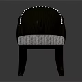 Elegant Modern Chair With Curved Black Backrest Decorative Studs And Light Gray Fabric Seat