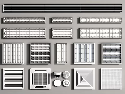 Various Modern Grille Lights With Different Shapes And Stylish Ceiling Designs 3d model