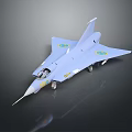 Detailed Light Blue Jet Airplane Model Featuring Delta Wing And Yellow Emblems 3d model