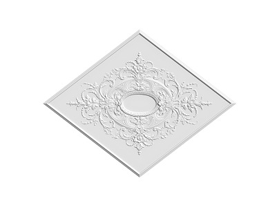 European-style lamp panel gypsum component carved 3d model