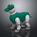 Green And White Robotic Dog Figure With Four Legs And Mechanical Design