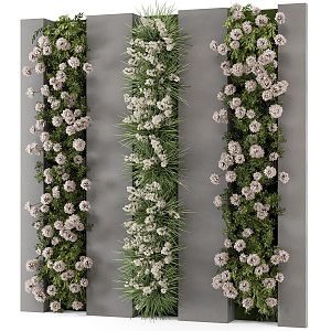 Modern pink flower green plant background wall shopping mall vertical greening modeling wall indoor background wall 3d model