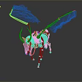 Artistic Metal Skeleton Antelope Sculpture With Tattered Cloth Wings And Rustic Details