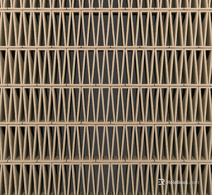 Modern Geometric Room Divider With Triangular Wooden Panels And Dark Background 3d model 