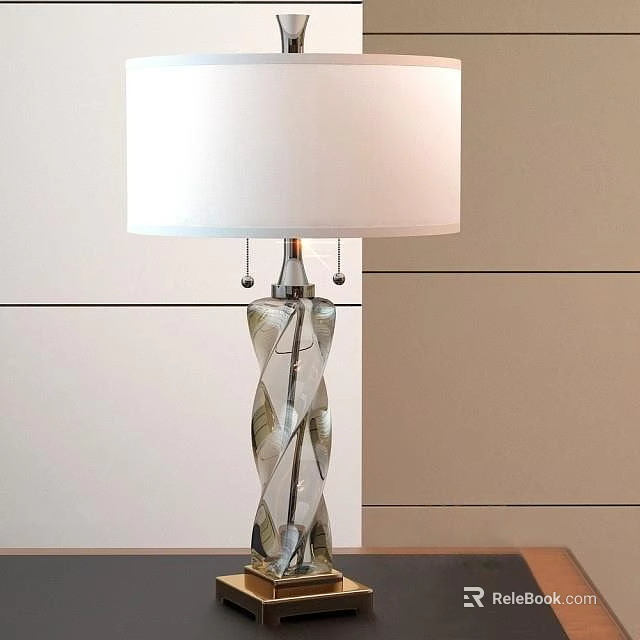 Modern Glass Table Lamp With Twisted Design White Lampshade And Metal Accents 3d model 