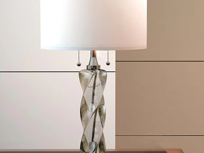 Modern Glass Table Lamp With Twisted Design White Lampshade And Metal Accents 3d model