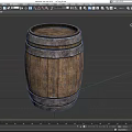 Traditional Wooden Barrel Equipment With Metal Hoops And Rustic Wooden Surface