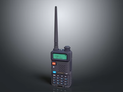 Black Handheld Wireless Doorbell Intercom With Antenna Digital Display Screen And Buttons 3d model