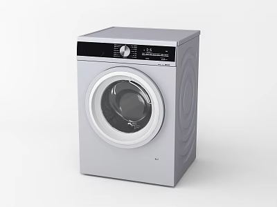 Gray Front Load Washing Machine With Transparent Door And Modern Control Panel Design 3d model