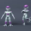 Game Movie Character 3D Model With Purple White Body And Tail In Different Poses