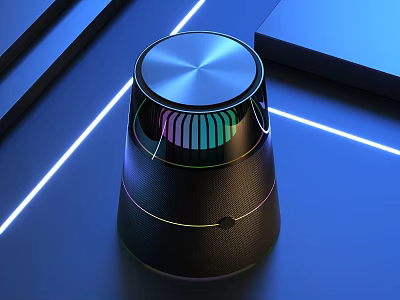 Modern Wireless Bluetooth Speaker With RGB Light And Metal Top Design 3d model