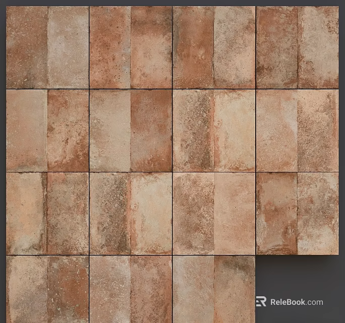 Rustic Brown Brick Components With Textured Surface For Interior Wall Design 3d model 