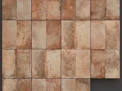 Rustic Brown Brick Components With Textured Surface For Interior Wall Design 3d model