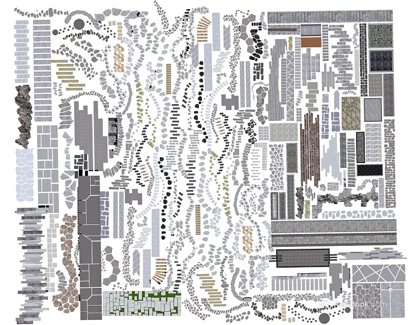 Stepping Stones Garden Path Design With Natural Stone Materials And Landscape Elements 3d model 