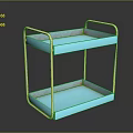 Modern Two Tiered Gold Frame Blue Tray Serving Cart Furniture for Home Decor