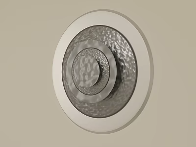 Elegant Circular Layered Metallic Wall Decor With Textured Patterns And Silver Rim 3d model