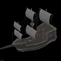 Traditional Sailing Ship Water Transport With Multiple Sails And Wooden Deck Details