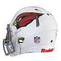 White Football Helmet Decorative Ornament Set With Red Bird Logo Riddell Brand Yellow Red Visor