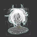 Enigmatic Game And Movie Character Featuring White Hair Horns Crescent Moon Face And Black Spots