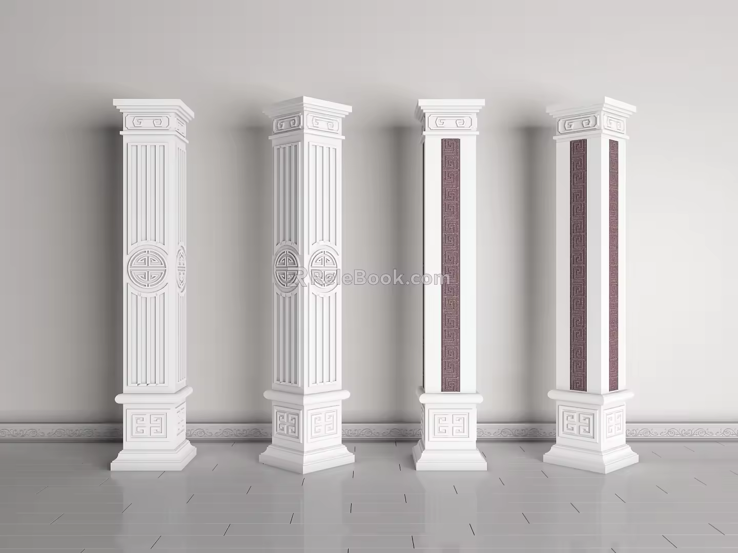 Chinese Roman Column Gypsum Engraved Column Gypsum Component Building Component Stigma Head Engraved Column 3d model