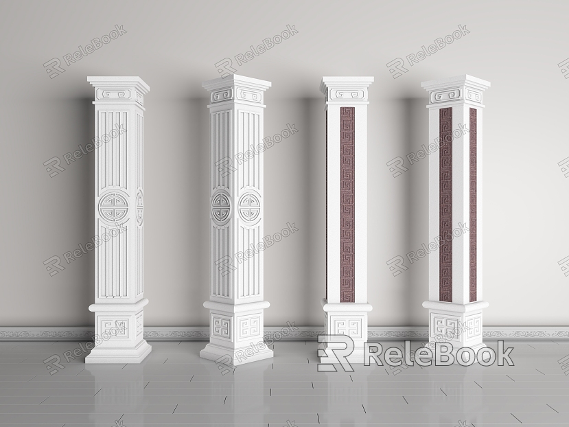 Chinese Roman Column Gypsum Engraved Column Gypsum Component Building Component Stigma Head Engraved Column model