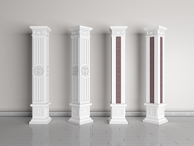 Chinese Roman Column Gypsum Engraved Column Gypsum Component Building Component Stigma Head Engraved Column model