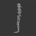 Game and Movie Character White Knight Armor Detailed 3D Model Standing Pose
