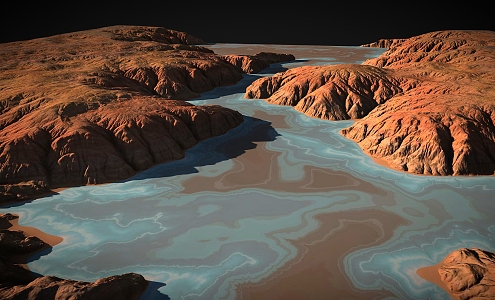 River Valley River Canyon Mountain Range Barren Mountain Wasteland Terrain Geopark Hill Canyon Valley 3d model